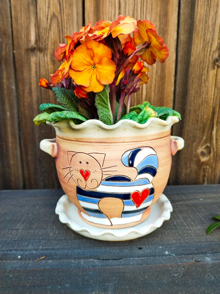 KVĚTINÁČ s podmiskou KOČKA MODRÁ