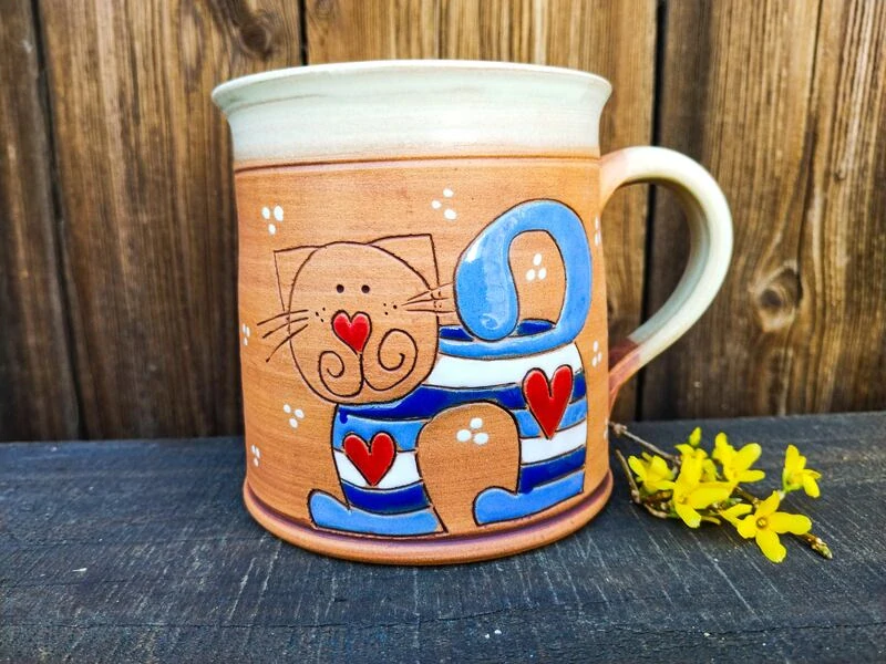 HRNEK  1 litr ROVNÝ kočka modrá