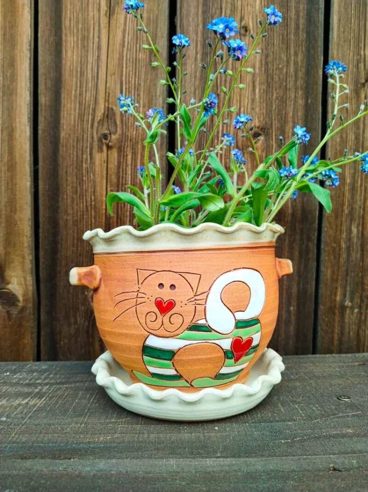 KVĚTINÁČ s podmiskou KOČKA ZELENÁ