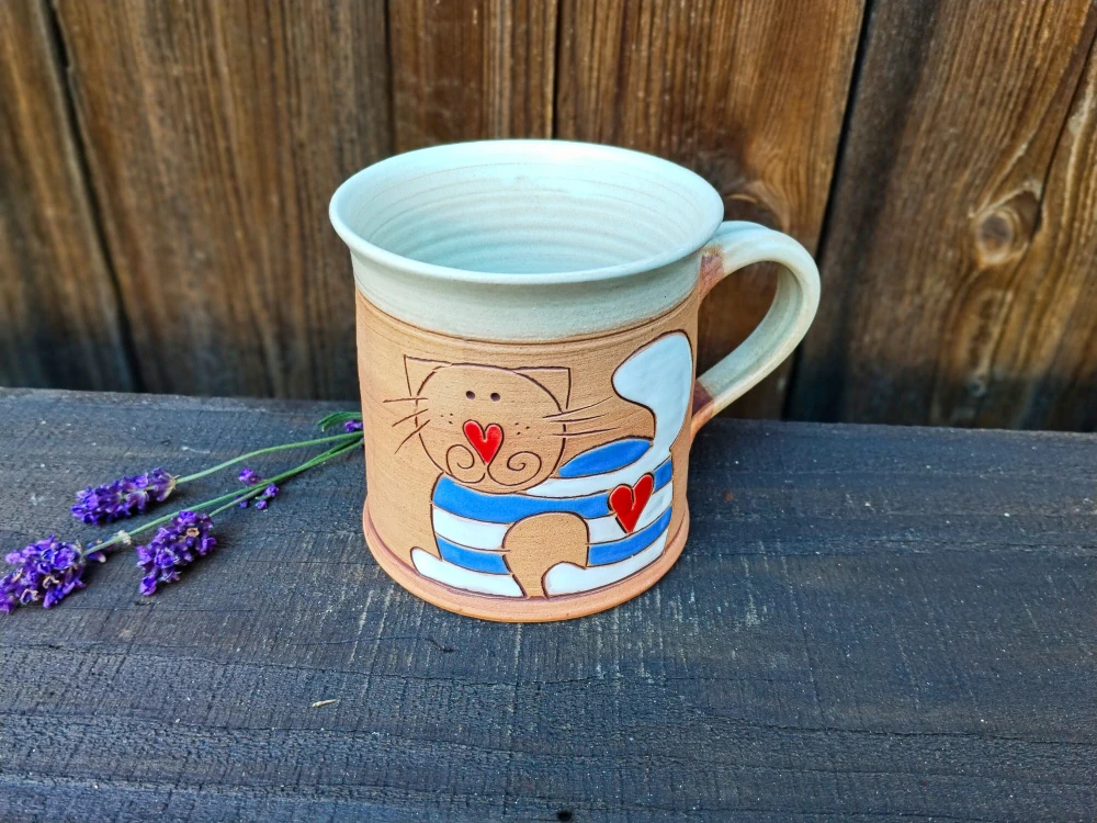 HRNEK  0,5 litru ROVNÝ kočka modrá 