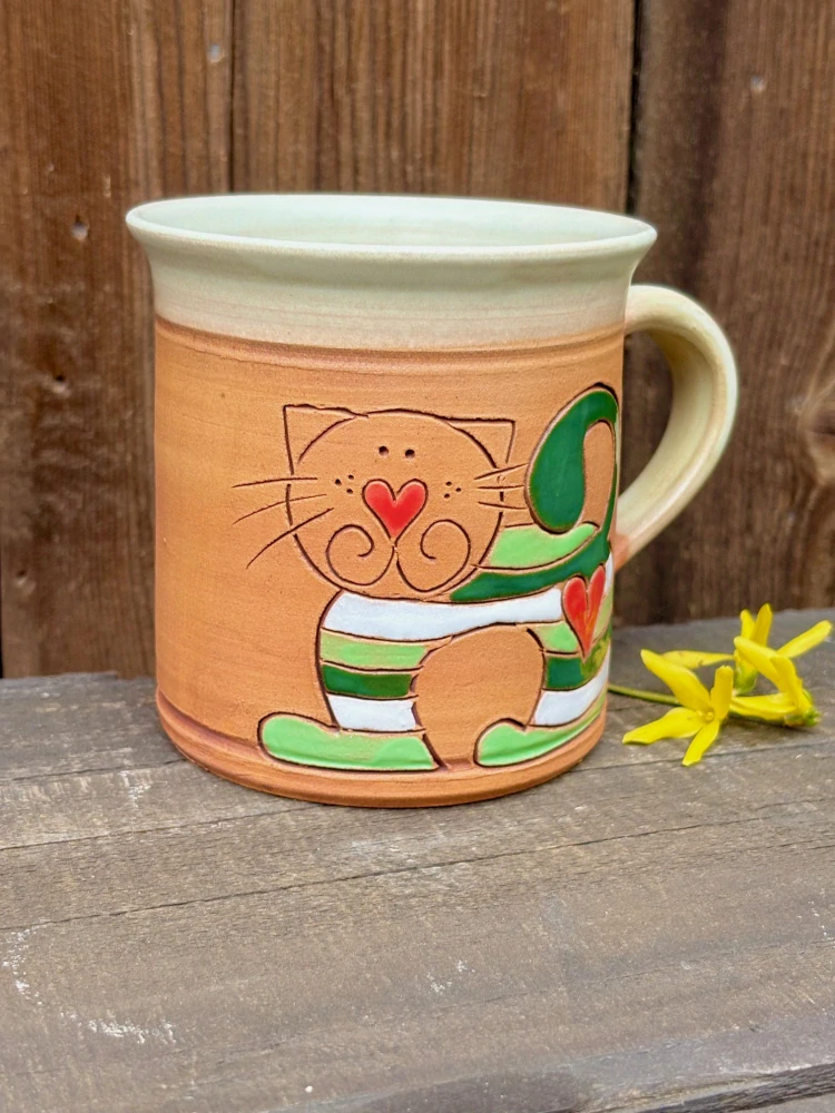 HRNEK 0,5 litru ROVNÝ kočka zelená