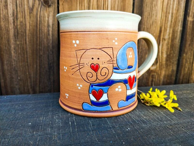 HRNEK  1 litr ROVNÝ kočka modrá