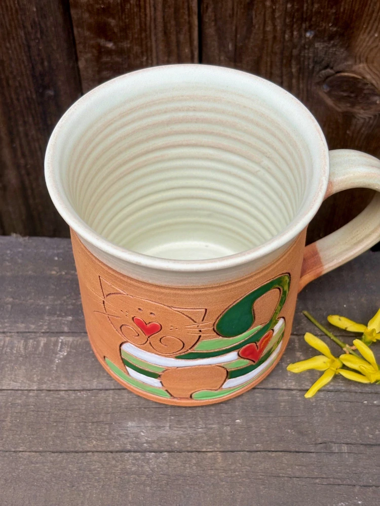 HRNEK 0,5 litru ROVNÝ kočka zelená