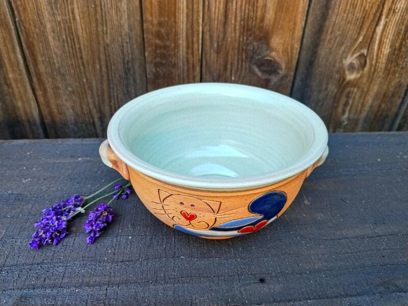 MISKA s oušky kočka modrá