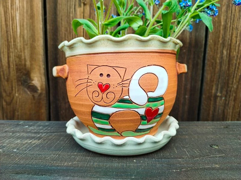 KVĚTINÁČ s podmiskou KOČKA ZELENÁ
