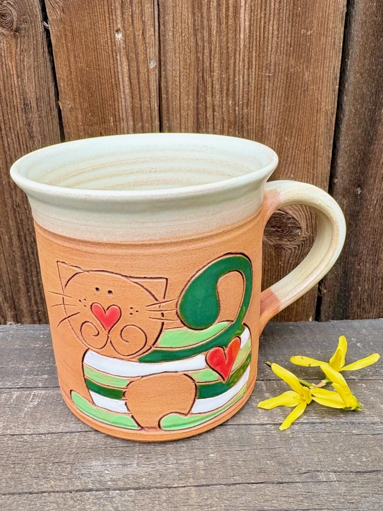 HRNEK 0,5 litru ROVNÝ kočka zelená