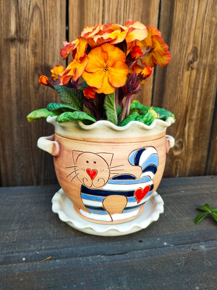 KVĚTINÁČ s podmiskou KOČKA MODRÁ