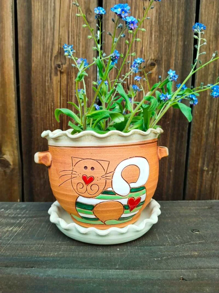 KVĚTINÁČ s podmiskou KOČKA ZELENÁ