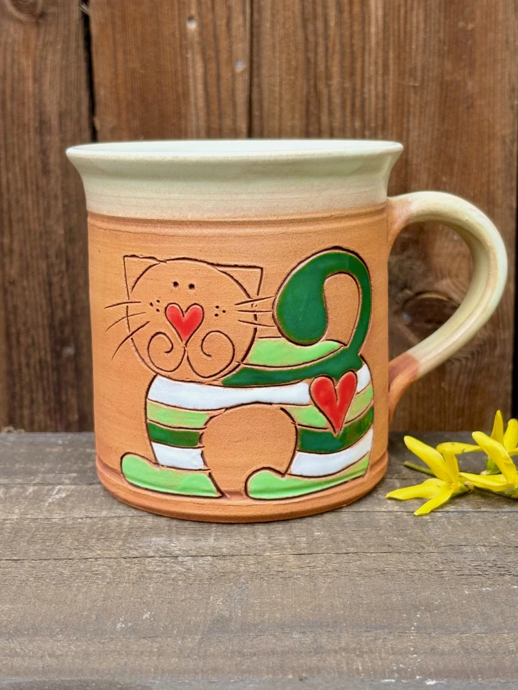 HRNEK 0,5 litru ROVNÝ kočka zelená