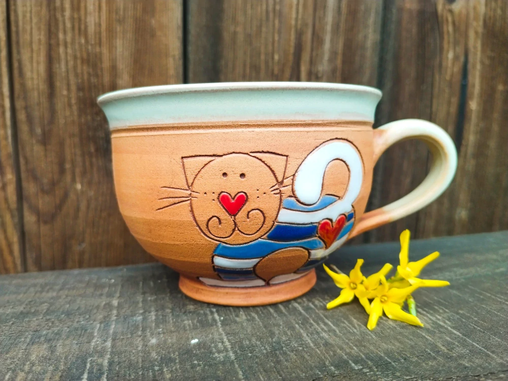 HRNEK ČAJOVÝ 0,5L kočka modrá
