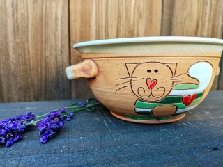 MISKA s oušky kočka zelená