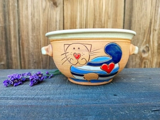 MISKA s oušky kočka modrá