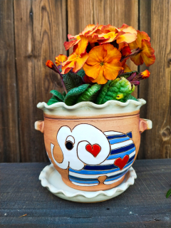 KVĚTINÁČ s podmiskou SLON MODRÝ