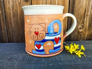 HRNEK  1 litr ROVNÝ kočka modrá