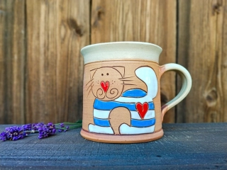 HRNEK  0,5 litru ROVNÝ kočka modrá 