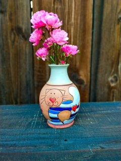 Vázička malovaná KOČKA MODRÁ