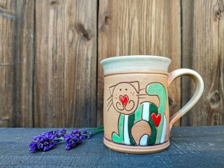 HRNEK 0,2 litru ROVNÝ kočka zelená